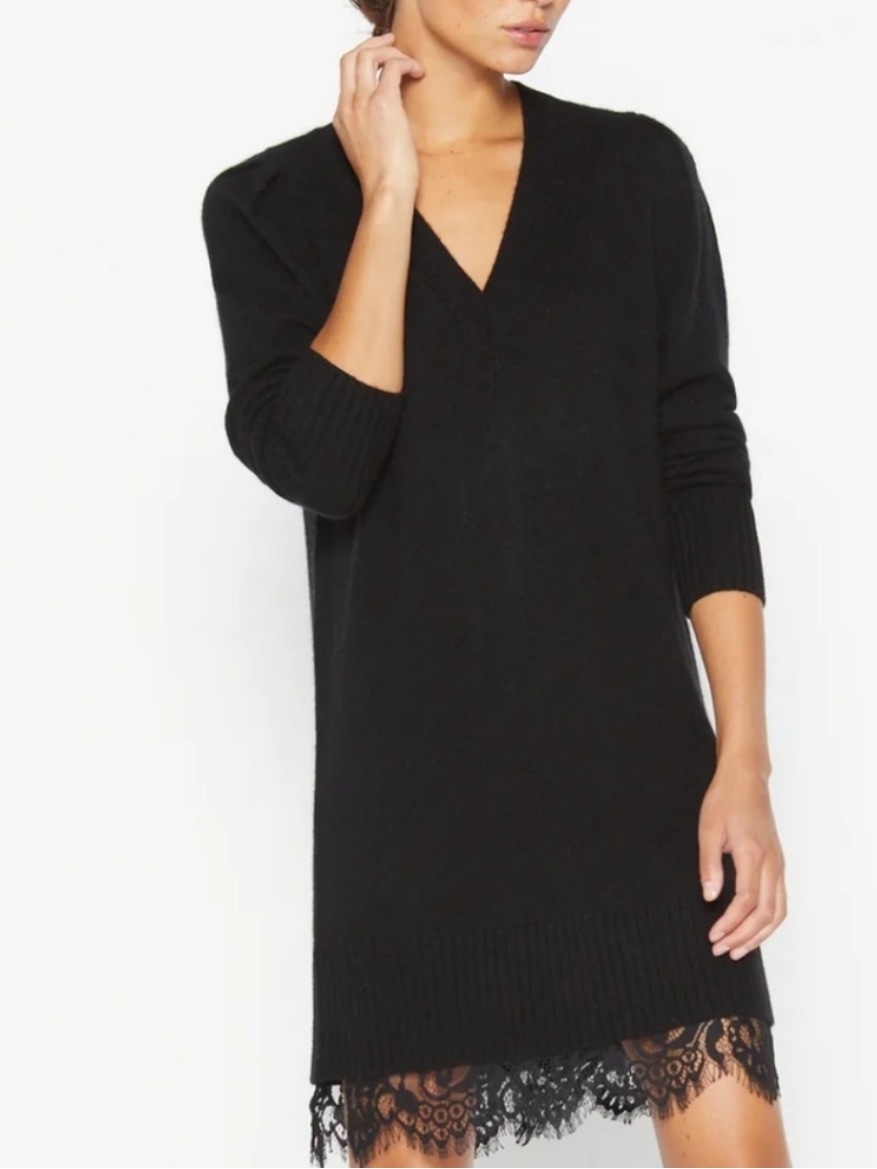 Nwt Brochu Walker Elisa Lace Looker Black Sweater Dress S